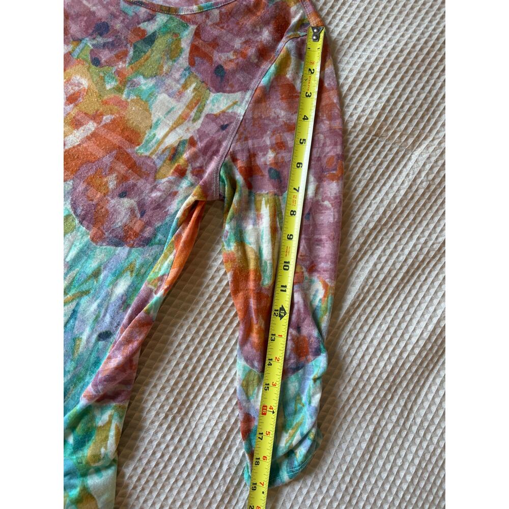 Multiples Floral Tunic Dress Long Sleeve Watercolor Print Rayon Blend - Picture 3 of 8